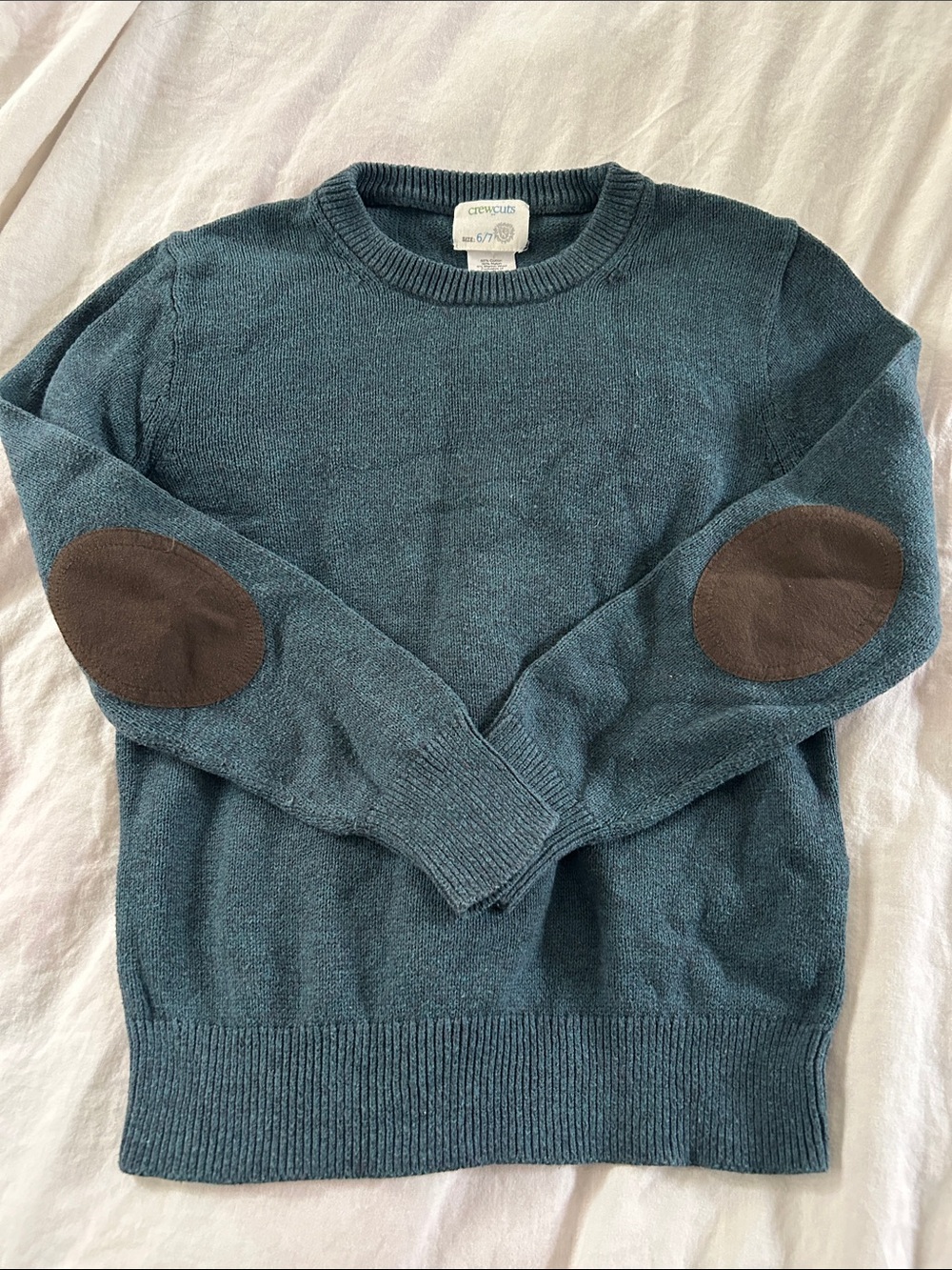 Crewcuts Teal Sweater with Brown Elbow Patches